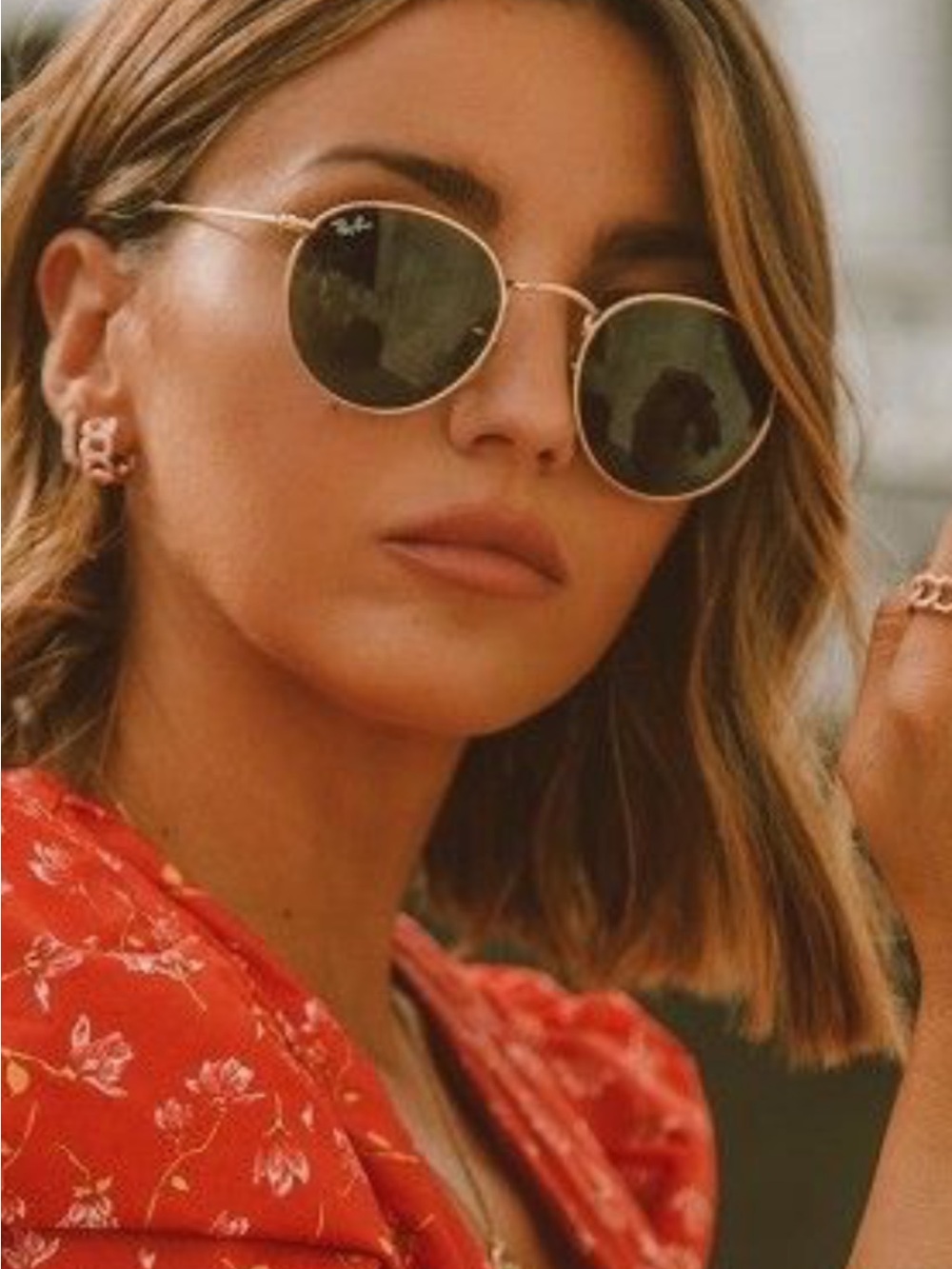 Ray-Ban UNISEX Gold Frame Sunglasses with Green Lenses